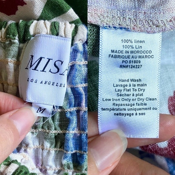 Misa Dress Yolanda Linen Smocked Ruffle Midi Summer Wedding Casita Flora M EUC - Picture 6 of 7